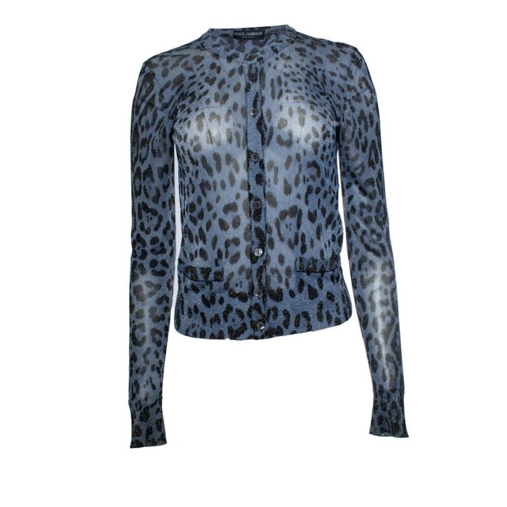 Dolce & Gabbana, leopard lurex cardigan in blue